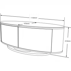 MDA Designs LUNA 1150 Walnut Gloss Black / Walnut / Brushed Aluminium Oval TV Stand