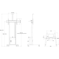 Multibrackets MB6775 M Motorized Floorstand Inc Cabinet & Camera Shelf 120kg Black Mobile TV Trolley