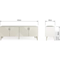 Frank Olsen AVA Large Four-Door TV Stand / Media Unit White 1500mm